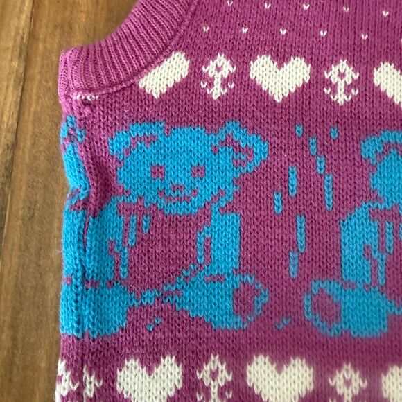 Vintage JCPenney Purple Teddy Bear Sweater Vest Girls' M (10-12) - Picture 8 of 13
